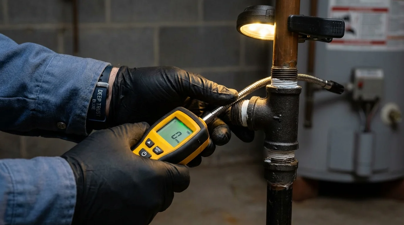 Gas leak detection with electronic sniffer by Johns Plumbing LLC in Kerens